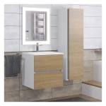 Тумба с раковиной Uperwood Barsa 50 см, раковина белая, подвесная тумба белая/дуб сонома