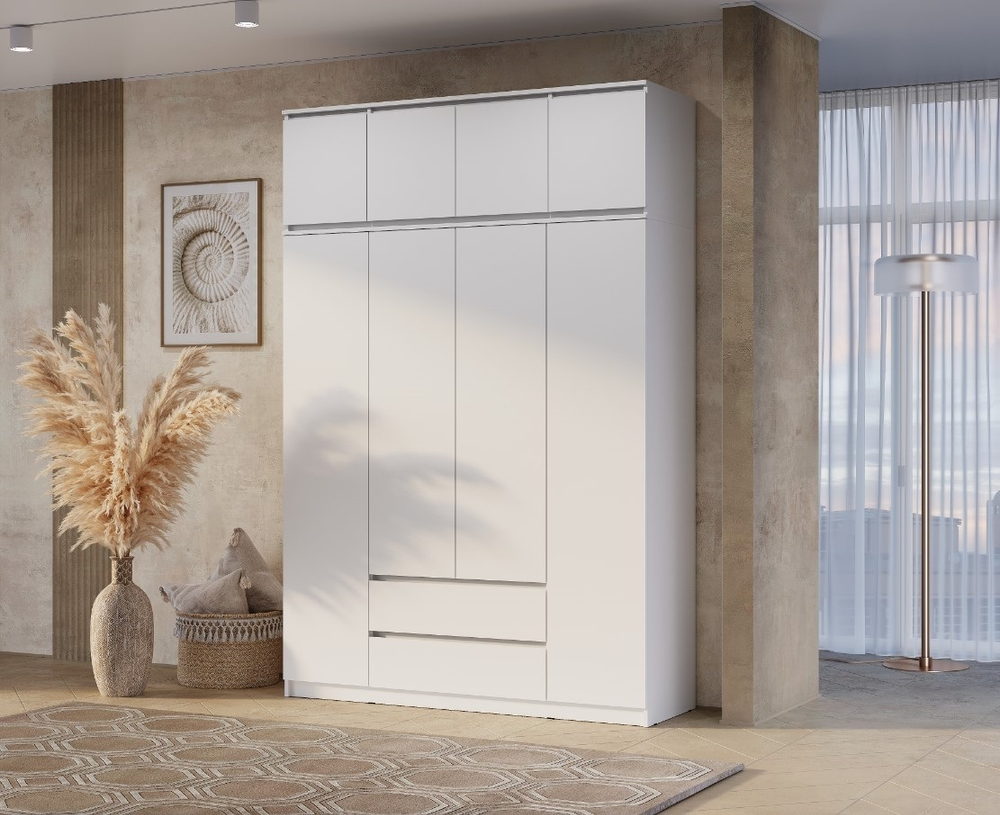 Шкаф с антресолью Симпл ШК-13, белый