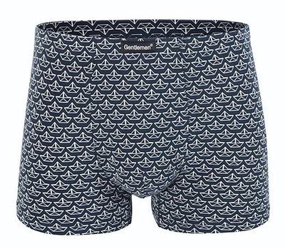 Классические трусы-боксеры с принтом в виде корабликов (Размер: L) (Цвет: темно-синий)