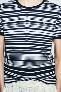 ZARA ФУТБОЛКА В ПОЛОСКУ ZA, СИНИЙ/ЧЕРНЫЙ