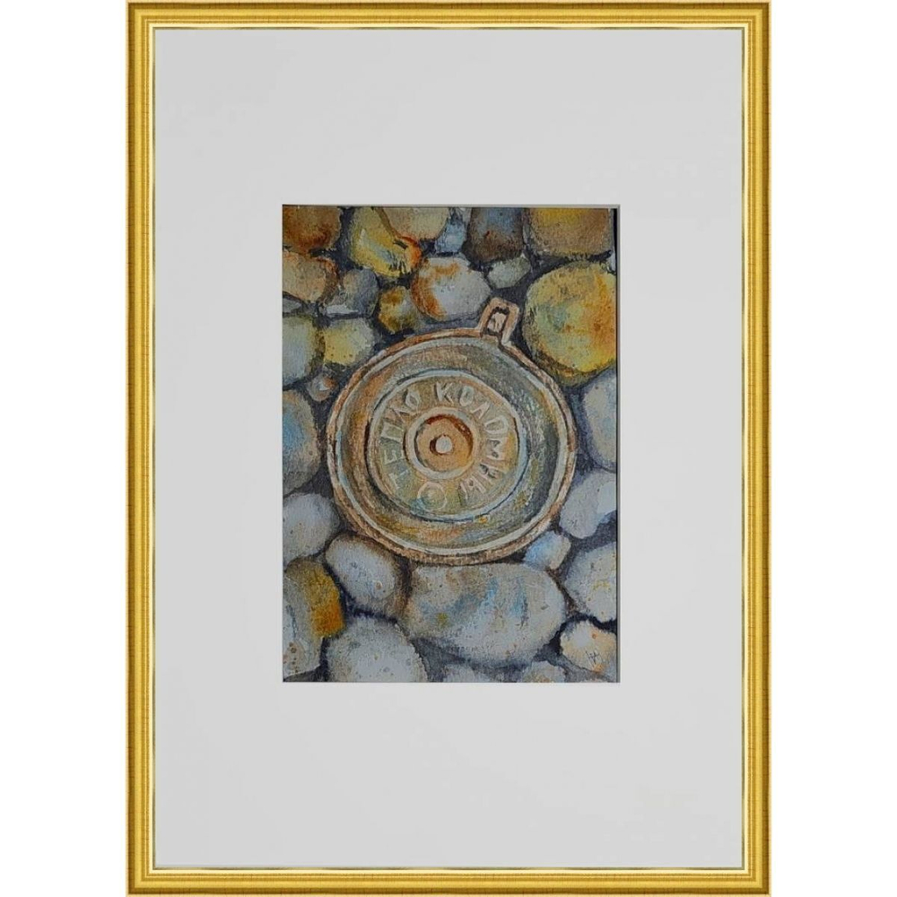 Картина авторская акварельная в паспарту 21х30 см на стену для интерьера "Тепло Коломны"