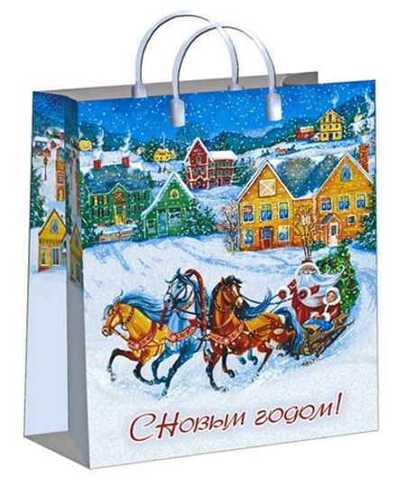 Подарочные пакеты "Пора чудес" 30х40+10см 150мкм (1/10шт)