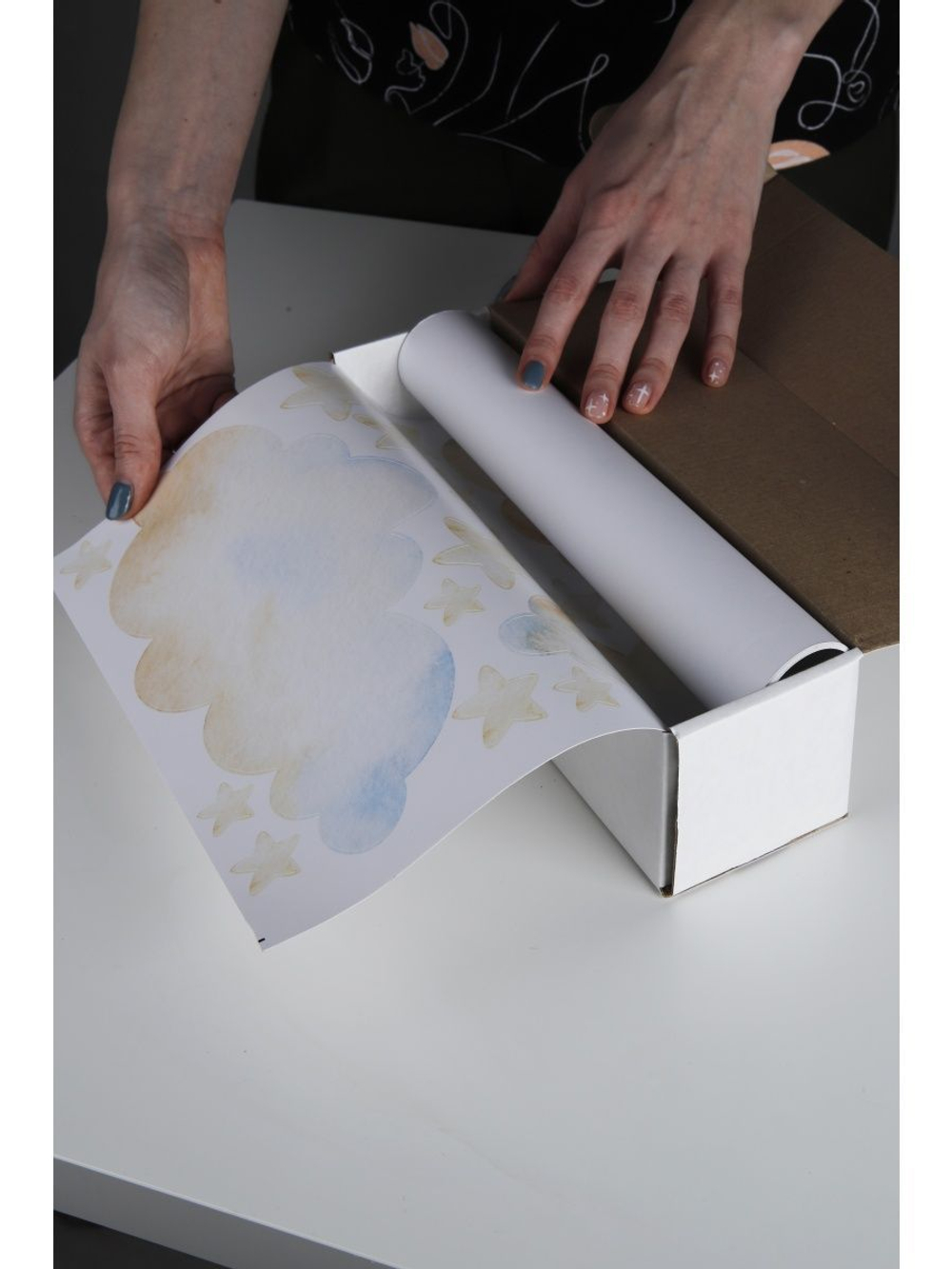 Интерьерные детские наклейки в комнату, акварельные облака