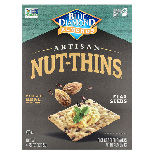 Blue Diamond, Artisan Nut-Thins®, рисовые крекеры с миндалем, семена льна, 120,5 г (4,25 унции)