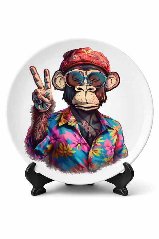 Печать на тарелках "Обезьяна"