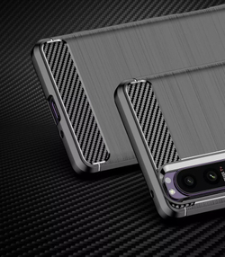 Мягкий защитный чехол серого цвета для Sony Xperia 1 IV (Mark 4) с 2022 года, серия Carbon от Caseport