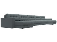 Диван П-образный с декором Лига-049 НПБ Мегалонг, Амур 07 РОГОЖКА серый