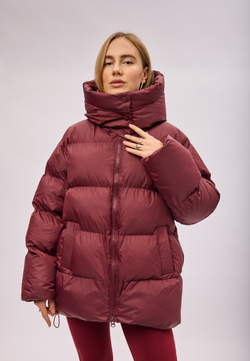 Пуховик Рокет миди свекольный