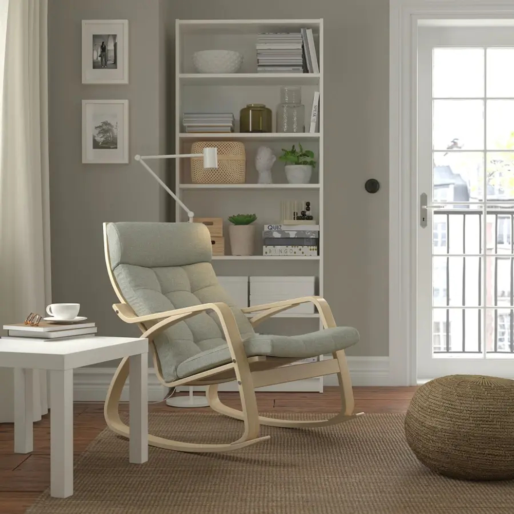 Кресло-качалка - IKEA POÄNG/POANG/ПОЭНГ ИКЕА, 68х94х95 см, зеленый