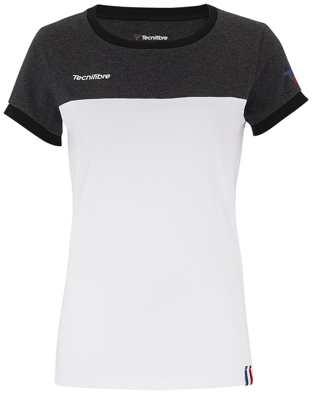 Женская футболка теннисная Tecnifibre Lady F1 Stretch - black/heather/white