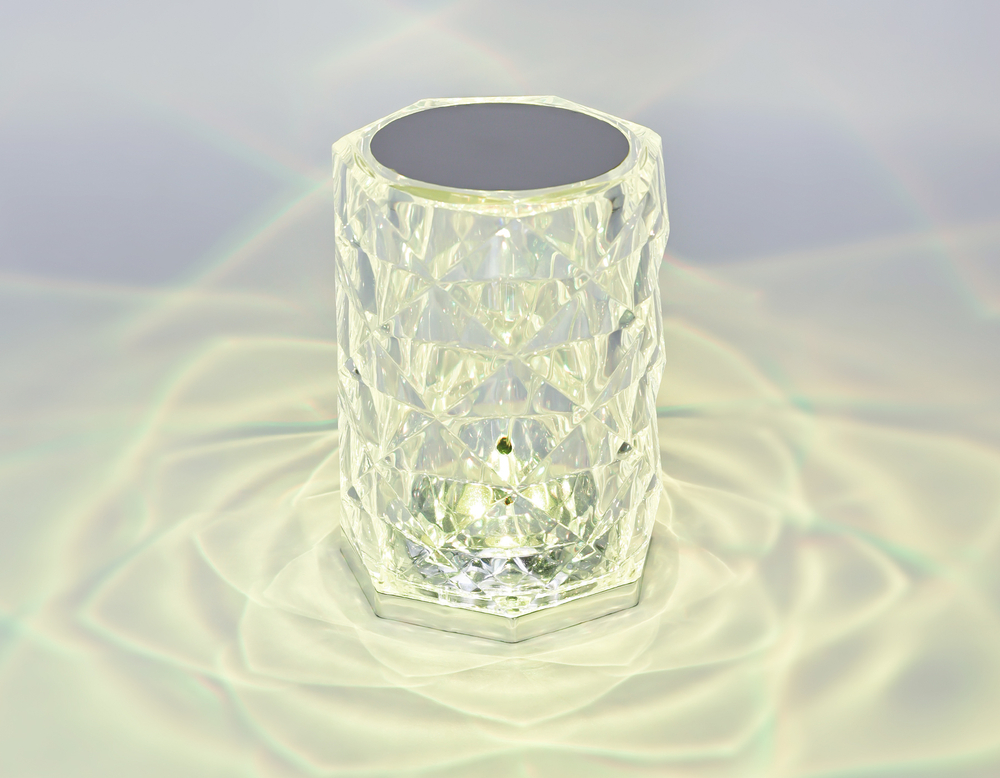 Настольная светодиодная лампа с сенсорным выключателем и пультом DE8013 CL прозрачный LED RGB 3W