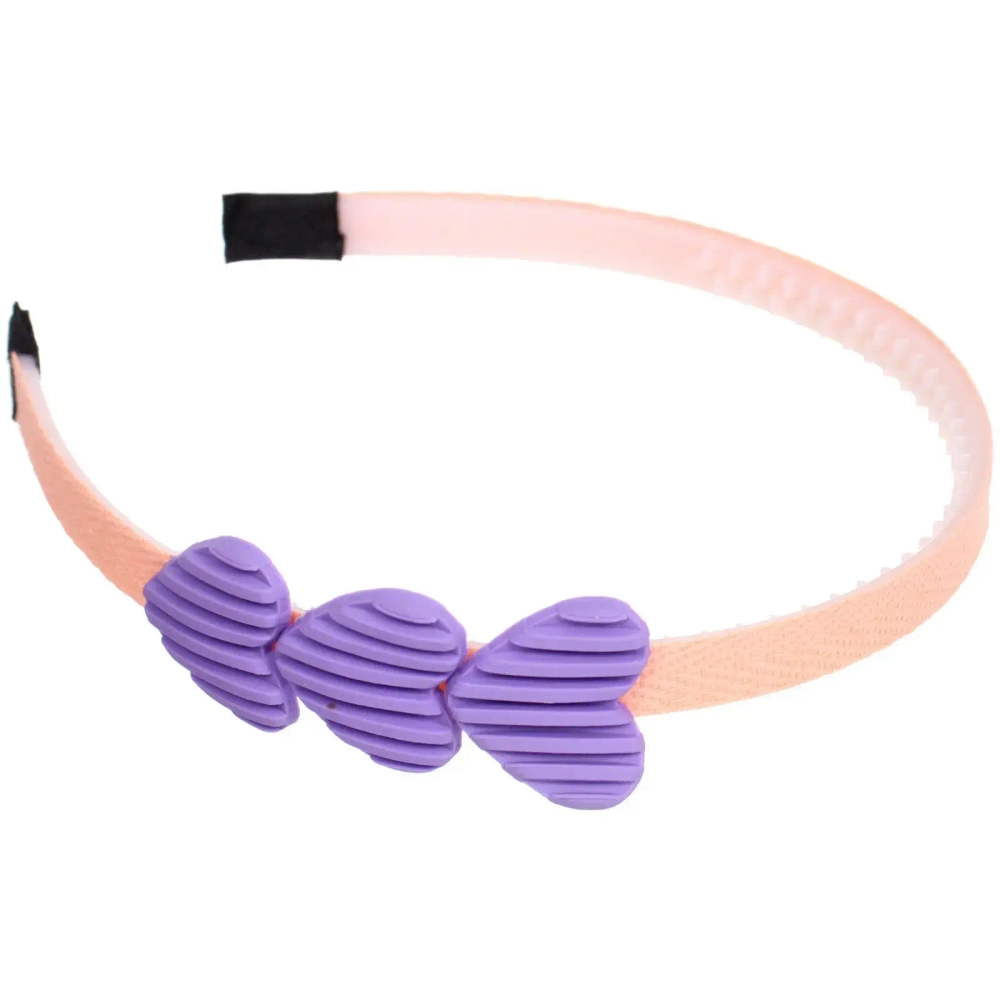 Ободок для волос детский «БАМБИ БУМ», Сердечки, цвет розовый, лавандовый и голубой, 3см