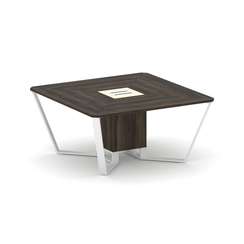 Steel Meet Стол переговорный квадратный KM-PR.B.SP-08 Дуб Мали/Ваниль Глянец/Металл Белый 1600*1600*