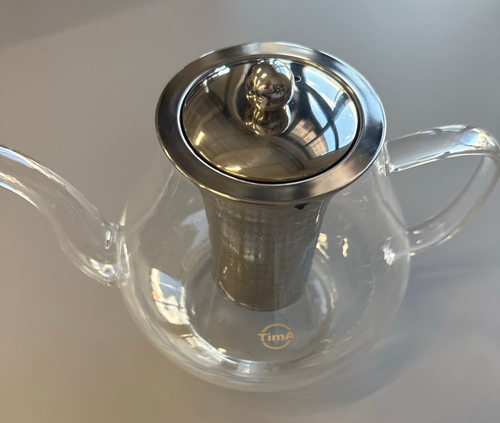 Чайник заварочный стеклянный 1000мл с ситом и нерж.стали