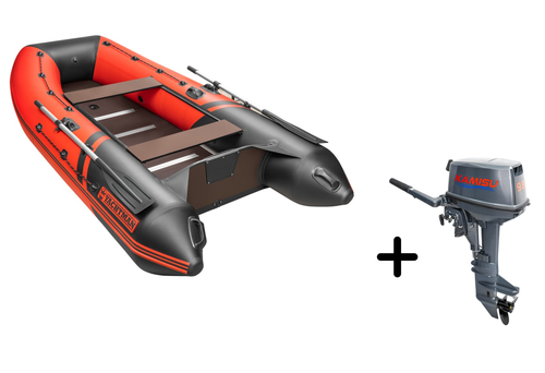 YACHTMAN-300 СК красный-черный + KAMISU T 9.8 BMS (комплект лодка + мотор)