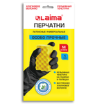 Перчатки МНОГОРАЗОВЫЕ латексные LAIMA, с ХЛОПКОВЫМ ВОЛОКНОМ, черные, размер M (средний), вес 55 г