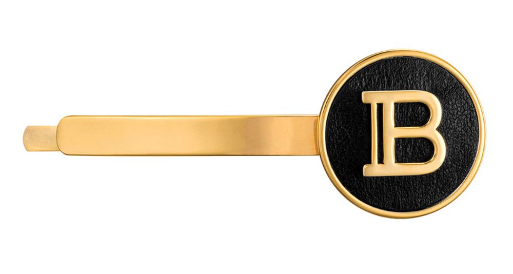 Balmain Hair Couture Золотой зажим черный с логотипом "В" Лимитированная коллекция