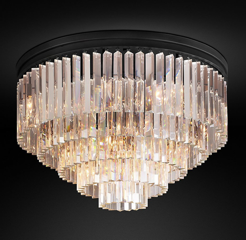 Подвесной дизайнерский светильник  1920s Odeon Clear Glass Fringe 5-Tier Flushmount by Restoration Hardware