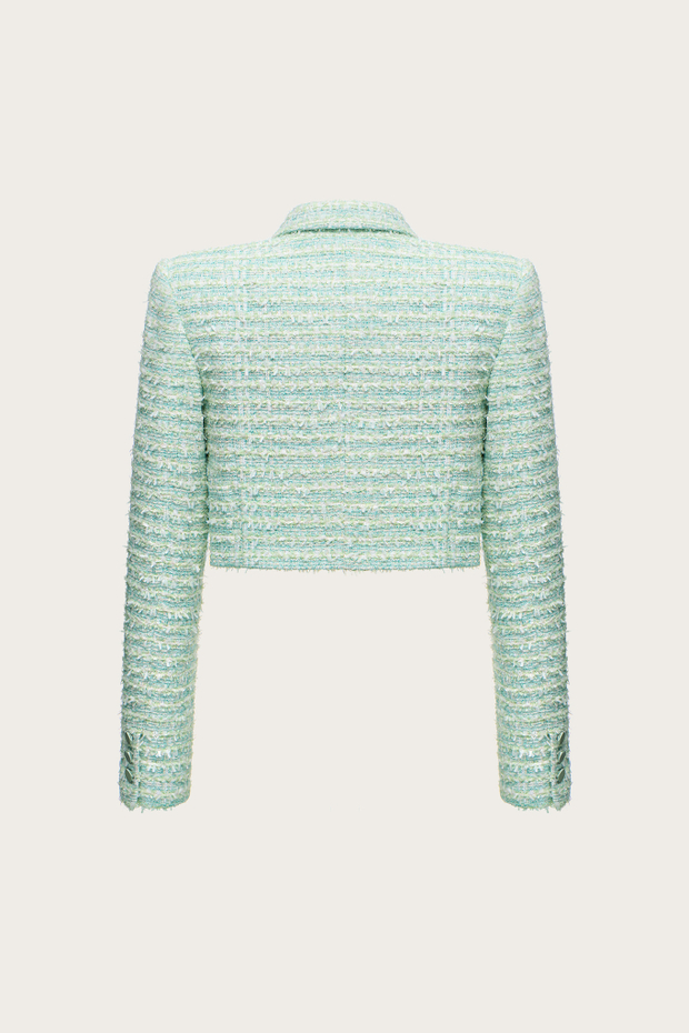 Укороченный жакет из мятного твида