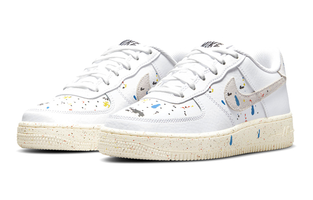 Nike Air Force 1 Low LV8 3 synthetic leather artificial leather casual wear-resistant non-slip lightweight low-top sneakers GS colorful splash ink white