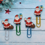 Скрепки для бумаги 4шт «Дед Мороз с подарками» 5 см