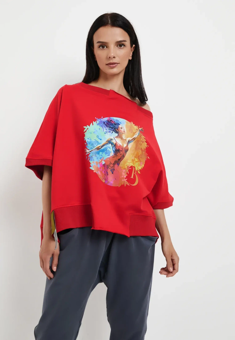 Футболка Летучая мышь принт красный