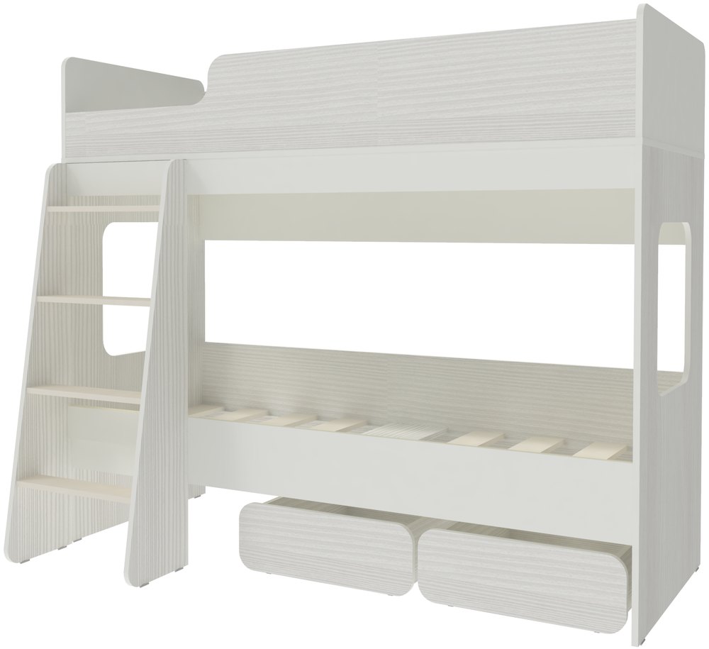 Двухъярусная кровать КарИВи Л-38 Белое Дерево Белый