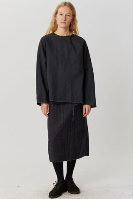 Косоворотка из черного вареного льна