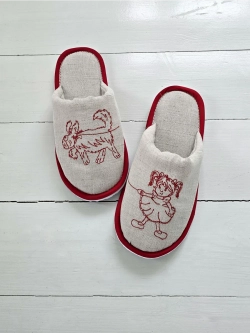 Льняные тапочки с вышивкой