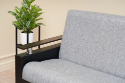 Диван-кровать Сантана, рогожка/экокожа, серый/чёрный, аккордеон