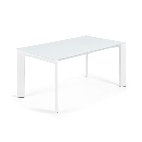 Раздвижной стол Axis 160-220x90 см, белое стекло, белый каркас