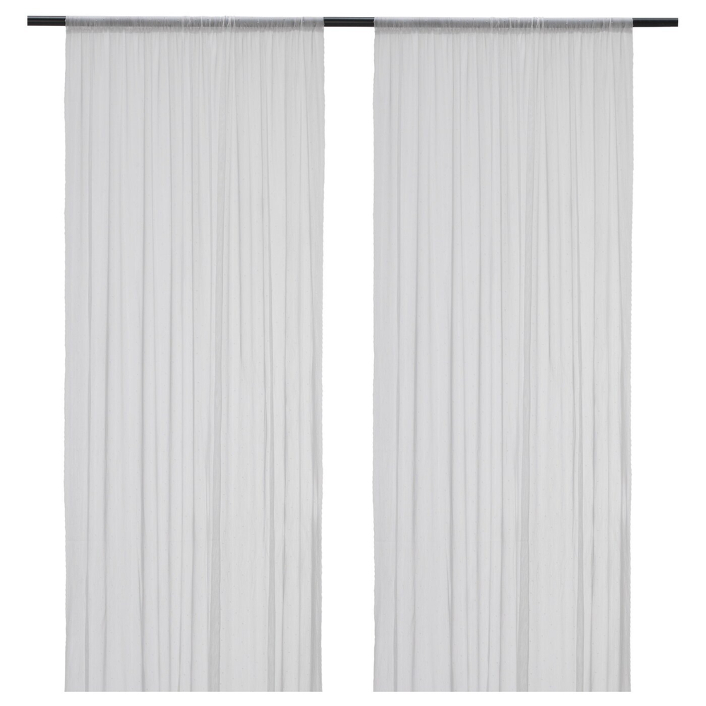 IKEA HILDRUN  (ИКЕА ХИЛДРУН)  -  Шторы, 2 шт, на туннеле/белый пунктир, 145x300 см