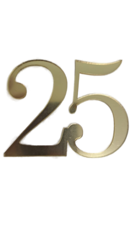 Топпер без шпажки цифра «25» золото 7*6 см