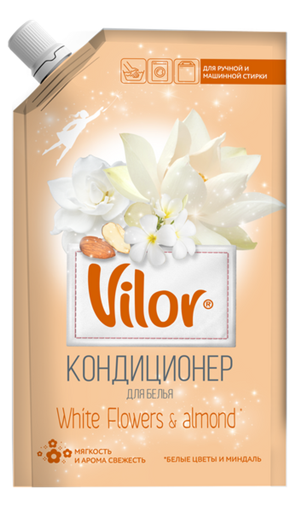 Кондиционер для белья VILOR Миндаль и белые цветы, 1000 мл