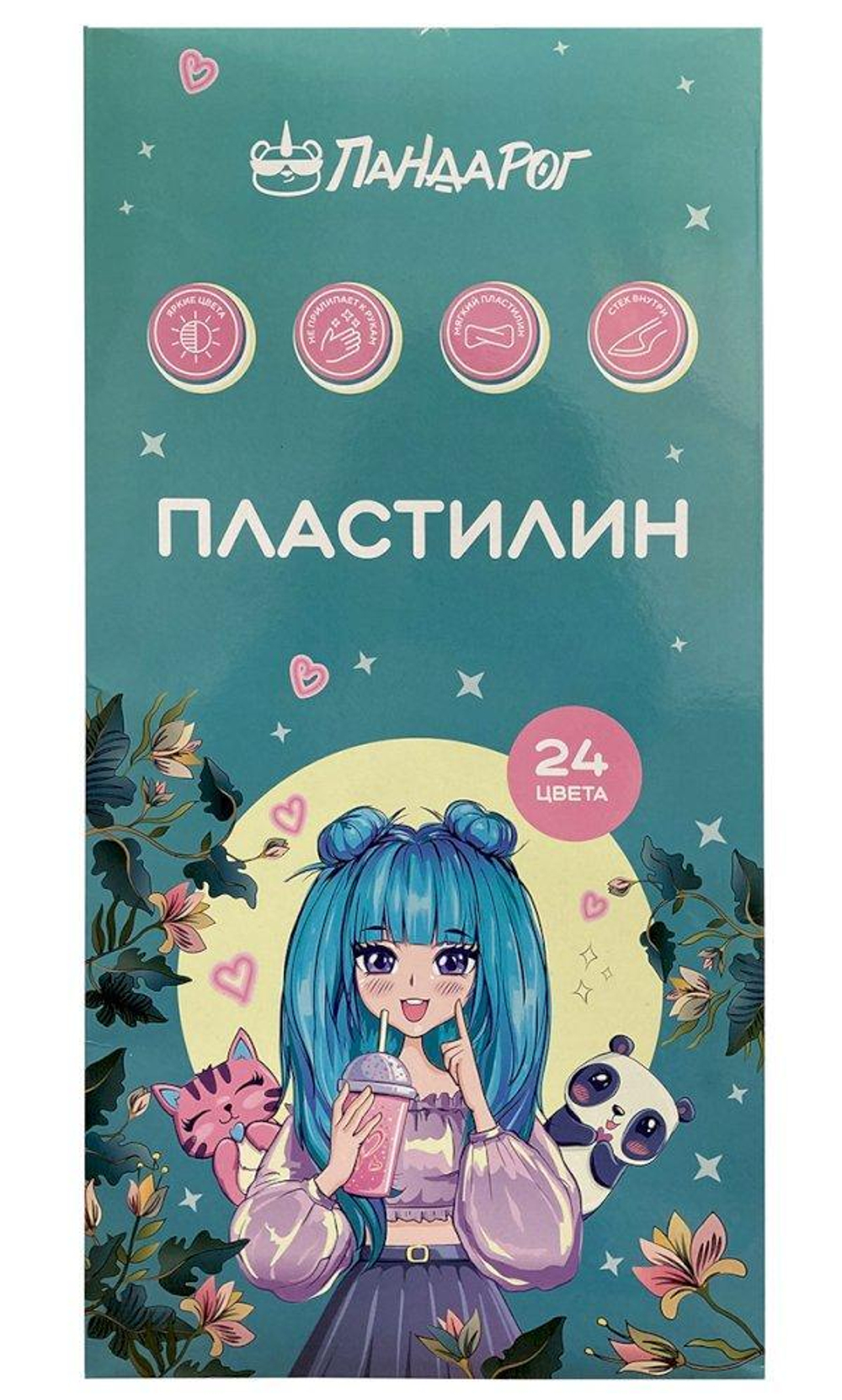 Пластилин "Анимэ" 24 цвета, со стеком, 480 грамм (ПандаРог)