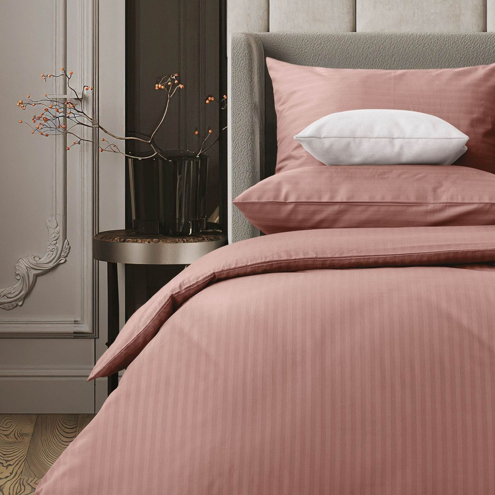 Комплект постельного белья Коричневый полосатый 2СП с наволочками 70х70