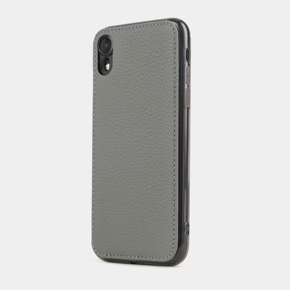 Чехол-накладка для iPhone XR из натуральной кожи теленка, серого цвета