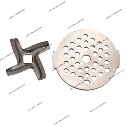 Набор для мясорубок Moulinex решетка D-54х7мм, H-3,5мм + нож 4 грани 7,5х7,5мм, D-45мм, H-4,4мм