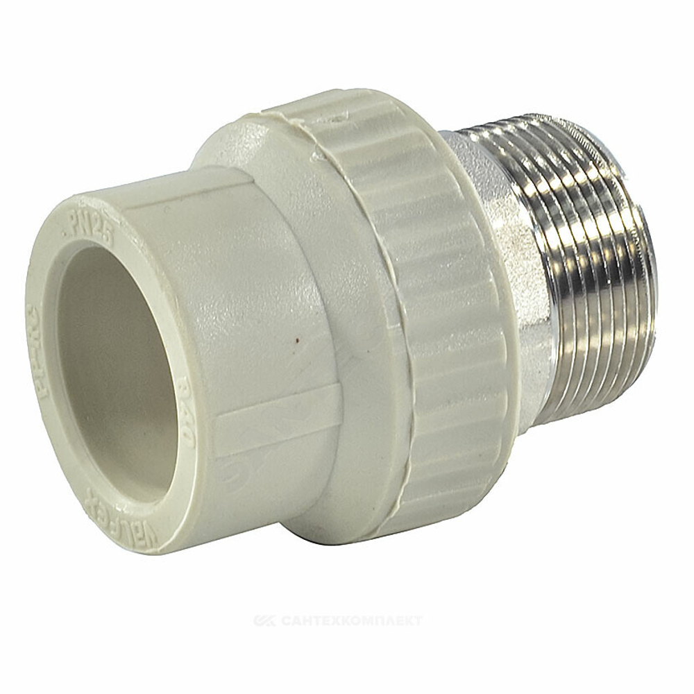 Муфта PP-R комбинированная серая Дн 40х1 1/2" НР под ключ VALFEX 10135240Г