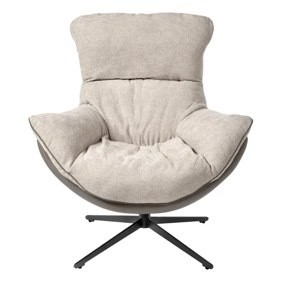 Кресло Hugo светло-серая экокожа, шенилл