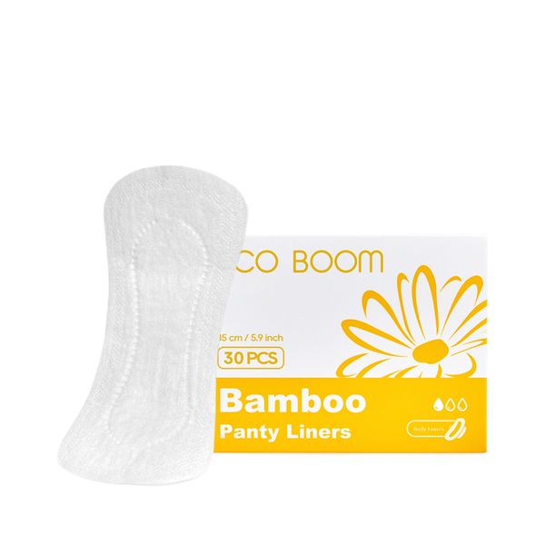Ежедневные гигиенические прокладки из органического бамбука, ультратонкие, без запаха, Daily Liners 1 капля 150 мм 30шт (Eco Boom)