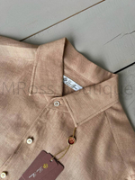 Льняная светло-коричневая рубашка Loro Piana Andre chambray