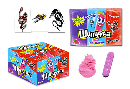 Сахарная конфета с кислой пудрой Шипучка(бич пакет) 18бл*30шт*11гр