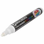 Маркер меловой "POP-ART" БЕЛЫЙ, 5 мм, сухостираемый, для гладких поверхностей, BRAUBERG, 151527