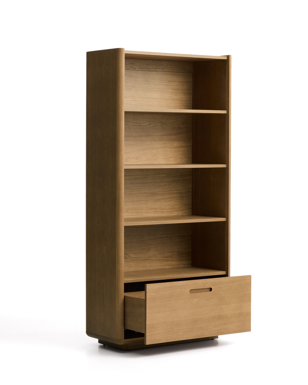 Стеллаж Arelida из дубового шпона и массива дуба светло-коричневый, 90 x 185 см