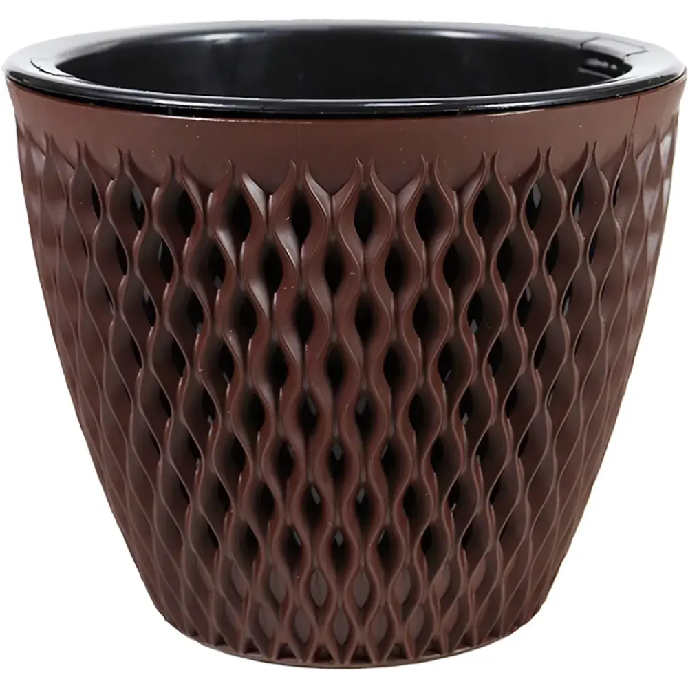 Кашпо для цветов пластиковое 3л d-17,1см «Версаль» Тёмно-коричневый