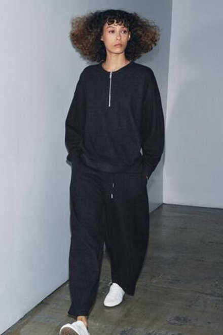 ZARA БРЮКИ BALLOON ИЗ МЯГКОЙ ТКАНИ В РУБЧИК, ТЕМНО-СЕРЫЙ