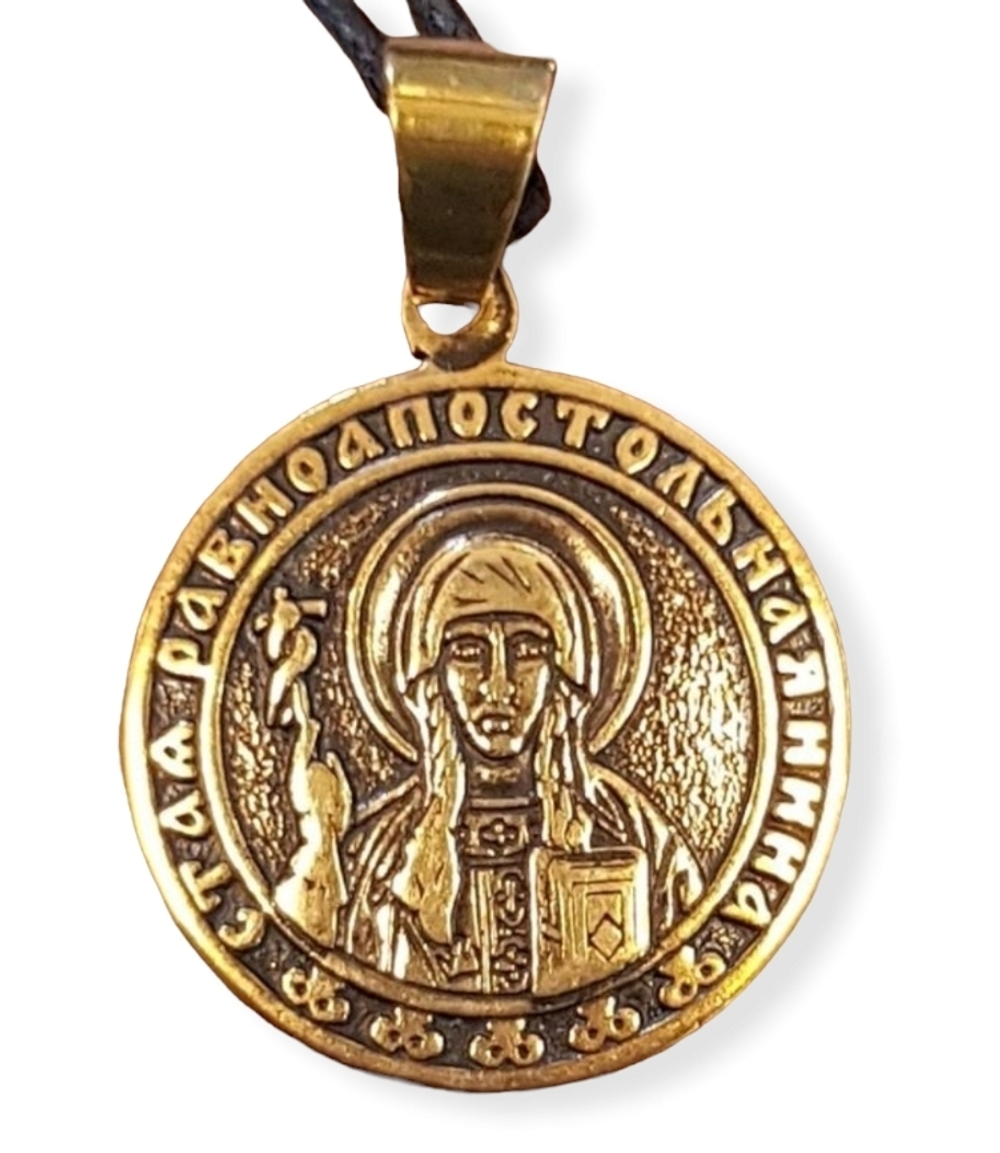 Святая Нина именная нательная икона из бронзы
