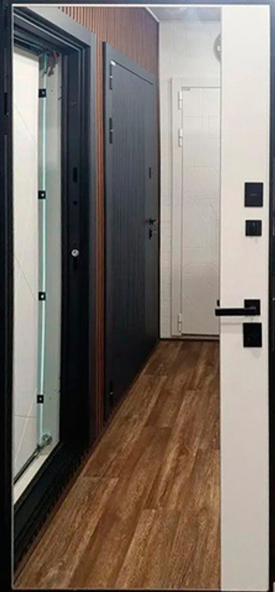 Стальная дверь "Нева" с зеркалом (биометрический замок DZ 888)