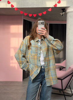 Рубашка в клетку голубой